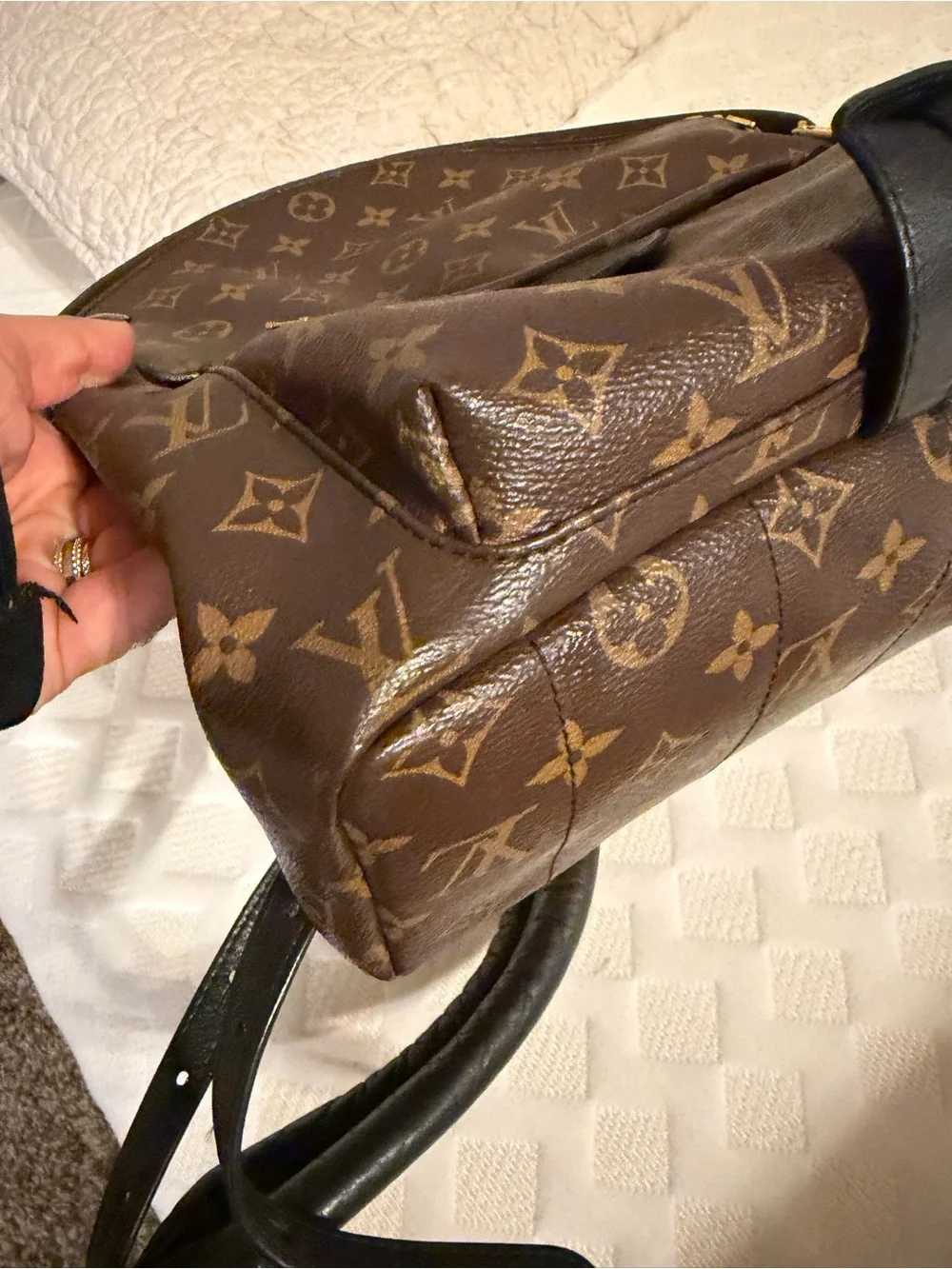 Louis Vuitton Brown Monogram Canvas Backpack with Gold Hardware